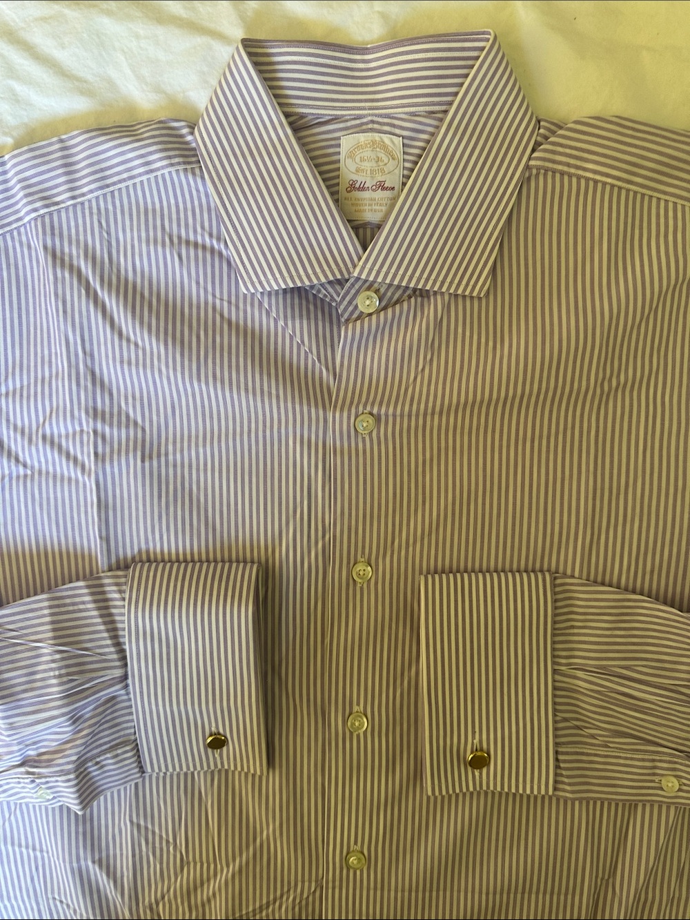 Brooks Brothers Golden Fleece Stripes Purple White Men’s Dress Shirt Size 16.5
